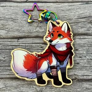 Fox Rogue Thief Class Wooden Keychain Keyring DnD
